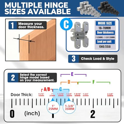 Hidden Door Hinge, 0.63 * 2.76 Inch, Silver, 2 Pack - color: Silver, size: 0.63*2.76Inch(2Pcs)