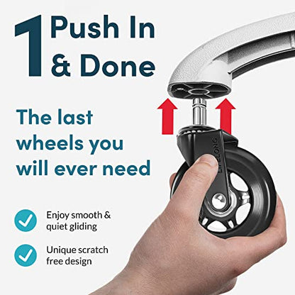 Lifelong Office Chair Wheels Replacement, Heavy Duty, 10-Pack Universal Fit - color: Black, size: 3 Inch