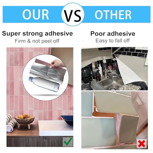 Peel and Stick Backsplash for Kitchen,New Upgrade 12" x 12" Large Premium Kitchen Backsplashs,Stick on Subway Tiles for Bathroom Pink 10-Sheet. - color: Pink