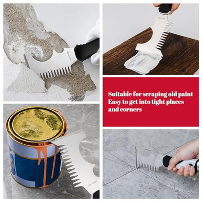 Mister Rui 5-in-1 Paint Brush Comb & Roller Cleaner, Stainless, Hammer Base - color: Black+gray