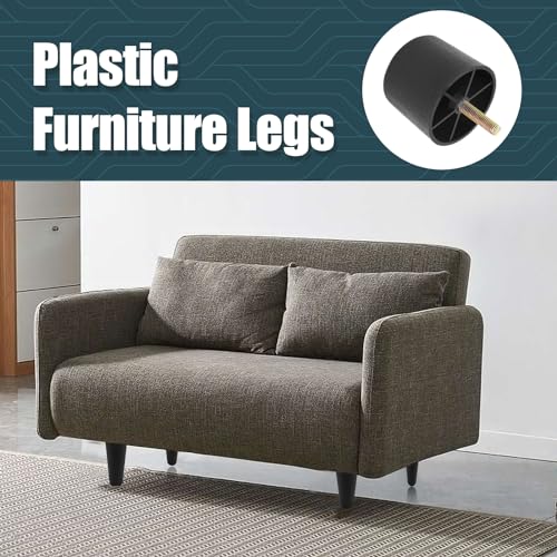 Luomorgo 2 Inch Plastic Table Legs, Black Couch Leg, 4 Pcs - color: Round Tapered, size: 2 Inch