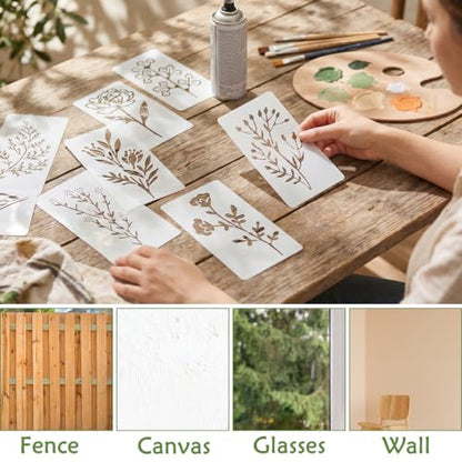 24 Pcs Flower Stencils for Painting, PET Stencils for Crafts Reusable