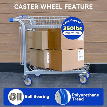 5" Wheels for Cart, 5/16" Axle Polyurethane Shopping Cart Wheels Replacement Casters 1200lbs Total Capacity (4-Pack 5/16" Bore, Blue) - style: Blue(5/16'' Bore)