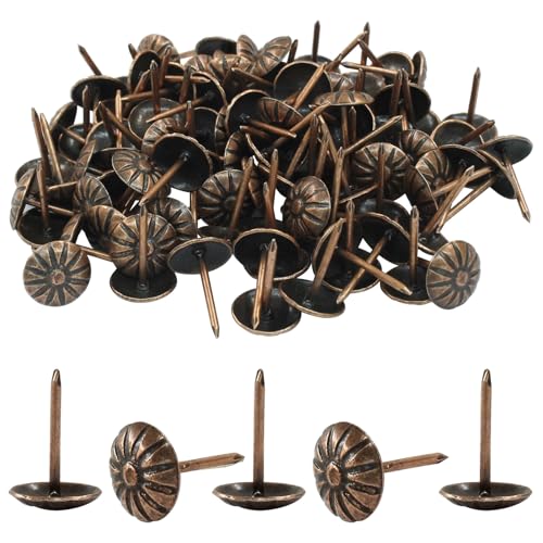 100 Pcs 7/16 Inch Antique Upholstery Tacks, Red Copper - color: Copper