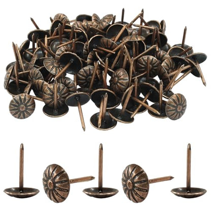 100 Pcs 7/16 Inch Antique Upholstery Tacks, Red Copper - color: Copper