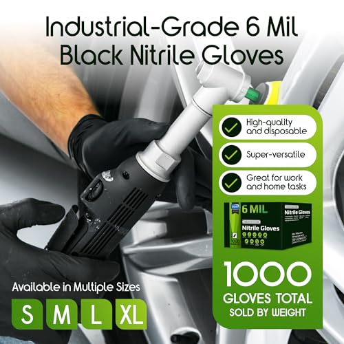 Inspire Black Nitrile Gloves HEAVY DUTY 6 Mil Nitrile Chemical Resistant Medical Cooking Cleaning Disposable Black Gloves - size: Medium, style: Black 6mil Case of 1000