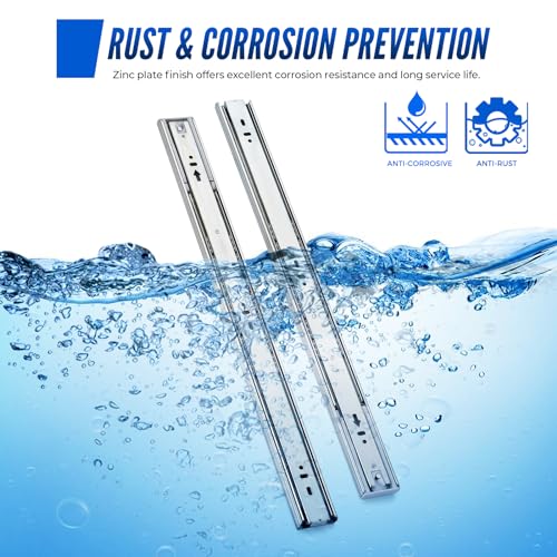 10 Pairs Soft Close Drawer Slides 20 Inches Heavy Duty Side Mount Metal Ball Bearing Full Extension Dresser Drawer Slides Silver - size: 20 Inch