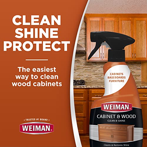 Weiman Cabinet and Wood Cleaner, Shine, Clean and Protect Spray - For Wood Cabinets, Furniture, Tables, Baseboards, Trim and more, 16 oz, 4 PACK with MicroFiber Towel - size: 16 fl oz (Pack of 4)