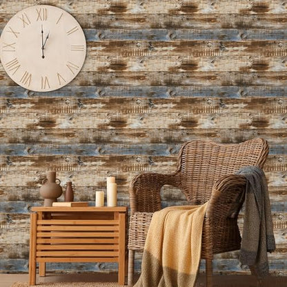 Faux Wood Butcher Block Contact Paper, Shiplap Peel and Stick Wallpaper - color: Brown, size: 17.5" x 118"