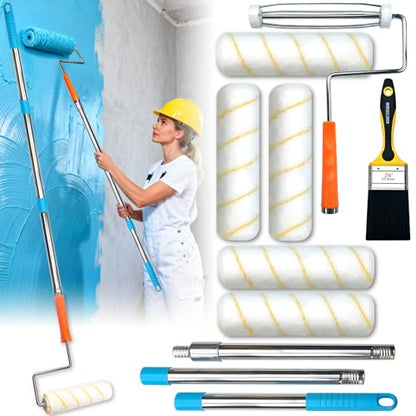 King Origin 10 PCS Paint Roller Kit, Extension Pole (4 ft) - color: 9" Rollers, 10-Pack