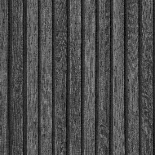 VEELIKE Charcoal Black Wooden Slat Wallpaper Peel and Stick Waterproof Dark Wood Contact Paper for Walls 15.7''x118'' Adhesive Removable Faux Wood Slats Wall Panel Wallpaper for Bedroom Accent Wall - color: Charcoal Black, size: 15.7" x 118"