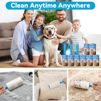 Lint Roller for Pet Hair, 1200 Sheets, 2 Handles, Extra Sticky - size: 2 Handles + 8 Refills + 1200 Sheets