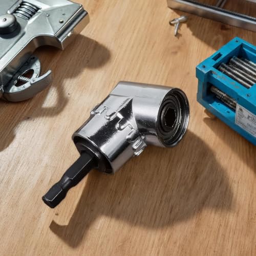 105 Degree Right Angle Drill Adapter 1/4 Inch Hex Bit Driver Attachment - color: Silver, size: 1 Pcs