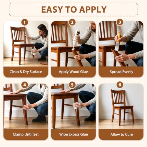Wood Glue for Furniture Heavy Duty - 11.8OZ Waterproof Glue for Woodworking