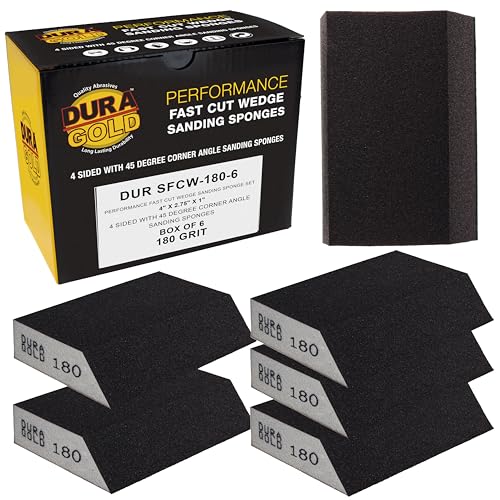 Dura-Gold 180 Grit 4-Sided Hand Sanding Block Sponges with Angled Edge, Box - style: 180 Grit