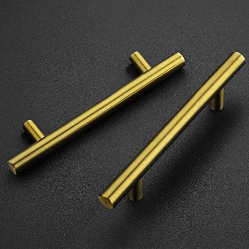 Ravinte Brushed Brass Cabinet Handles, 15 Pack Drawer Pulls, 4 in - size: 4 Inch Hole Centers