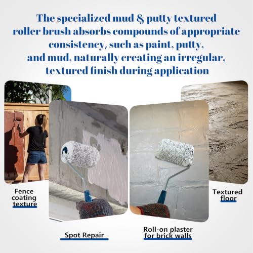 5 Pack 4 Inch Drywall Compound Roller Covers with Roller Frame - size: 4 Inch Textured Paint Roller Kit, 5 Pack