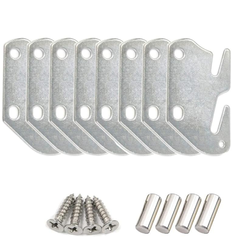 Bitray Wood Bed Plates Rail Hook Plates for Bed Frame Bracket Replacement - style: 8pcs