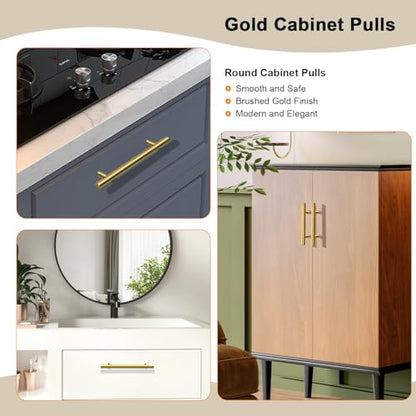 Gobrico 5 Pack 5" Hole Centers (128mm) Gold Cabinet Handles - color: Gold, size: 5 Inch Hole Center