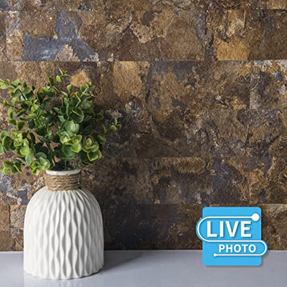 Art3d 102-Pack Peel and Stick Backsplash, Stick on Subway Tile, Rust Slate - color: Rust-slate