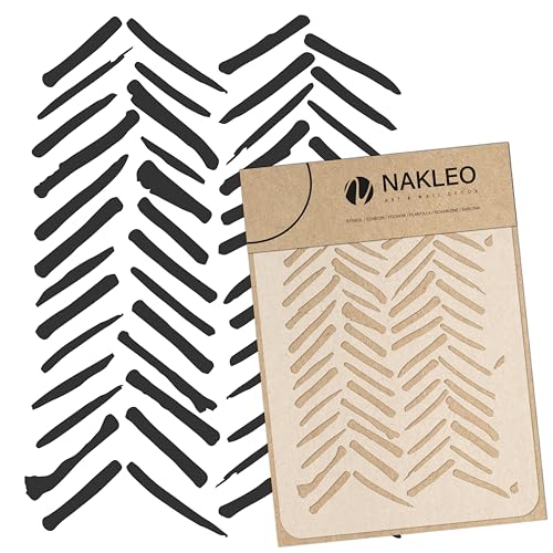 NAKLEO Painting Stencil for Crafts A4 8.3” x 11.8”, Herringbone Chevron Pattern, Reusable Plastic DIY & Scrapbooking Drawing Template, Decoupage Art Home Decor, Wall Wood Fabric Furniture - color: Herringbone, size: A4
