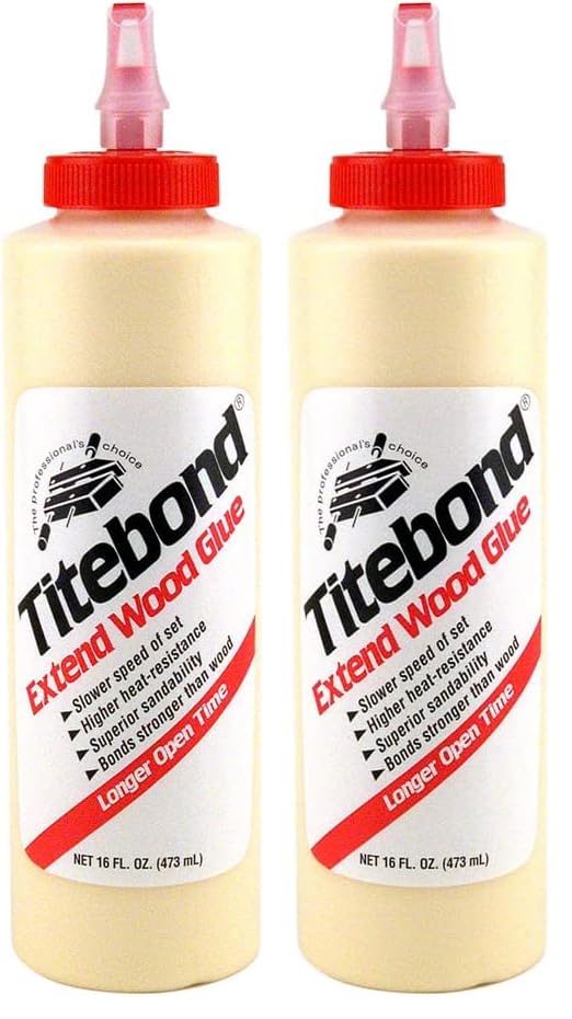 Titebond Extend Wood Glue, Bonds Stronger Than Wood, Longer Assembly Time, Woodworking, Home Repair, Interior, 16 oz. 9104 (Pack of 2) - size: 16 fluid ounces (Pack of 2), style: Titebond I