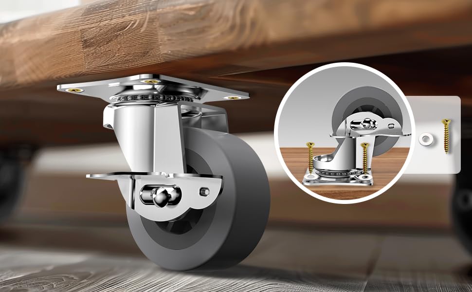 Caster Wheels, 2 Inch Casters Set of 8, Heavy Duty Casters with Brake - style: Grey-2"8pack