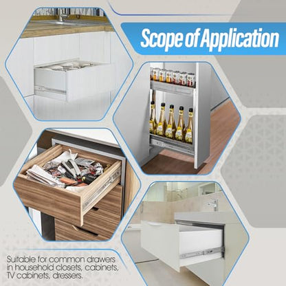 1 Pair Stainless Steel Full Extension 20 Inch Drawer Slides Rails - color: Silver-201, size: 20 Inch
