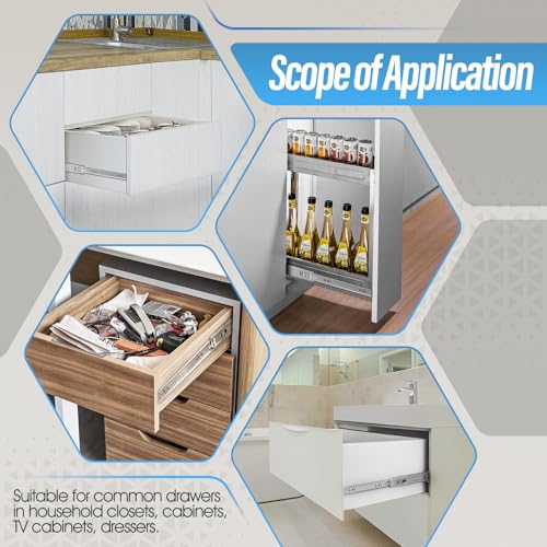 1 Pair Stainless Steel Full Extension 20 Inch Drawer Slides Rails - color: Silver-201, size: 20 Inch
