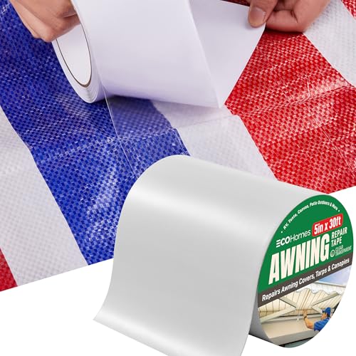 ECOHomes Awning, Tent & Canvas Repair Tape (Transparent, 5 Inch x 30 Feet) - color: Clear Transparent, size: 5 Inch By 30 FT
