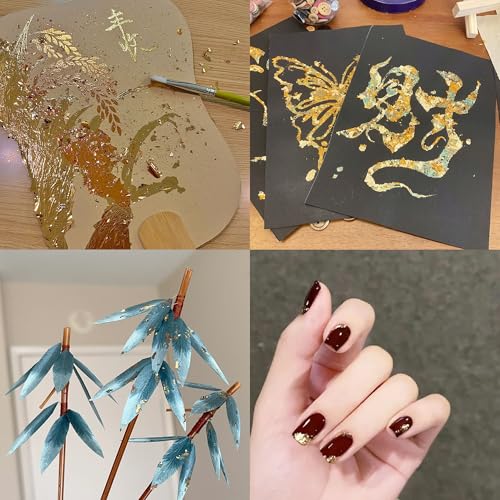 KINNO Gold Leaf Sheets 12 Colors 120 PCS Foil Papers, 3.15 by 3.35 Inches - color: 12 colors 120 sheets