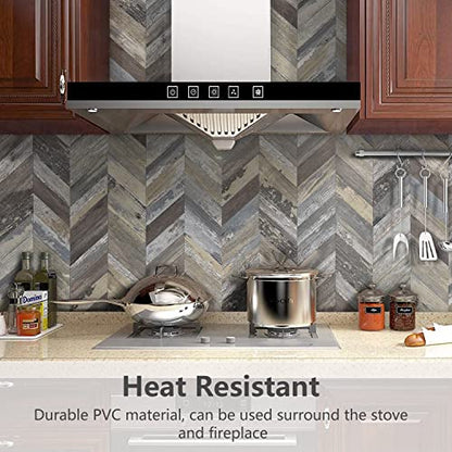 STICKGOO Herringbone Tile Peel and Stick Backsplash for Kitchen&Bathroom - color: Distressed Wood