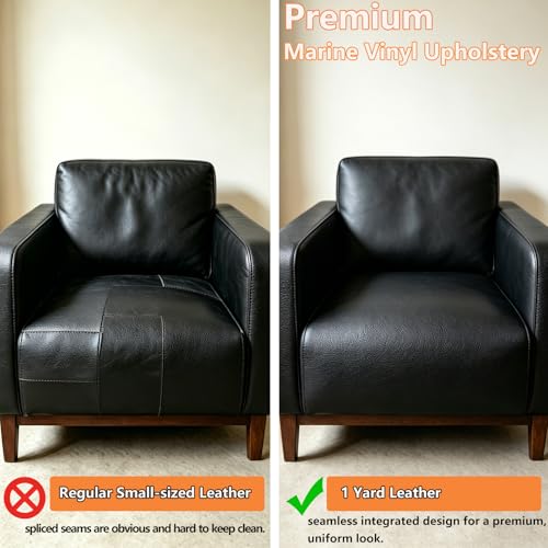 CDY Marine Vinyl Upholstery Fabric: 54"x72" Soft Grain Faux Leather Durable - color: Black, size: 2Yard（54"x72"）