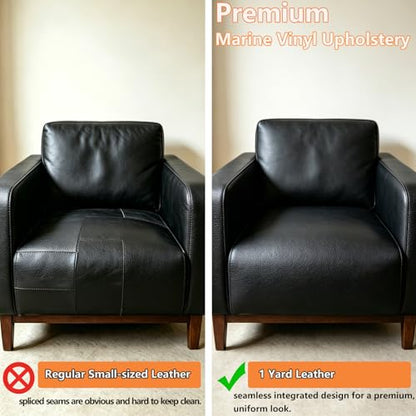 CDY Marine Vinyl Upholstery Fabric: 54"x72" Soft Grain Faux Leather Durable - color: Black, size: 2Yard（54"x72"）