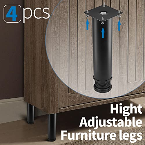 Stainless Steel Adjustable Furniture Legs 6 Inch - Black - 4pcs - color: Black, size: 6"