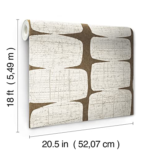 RoomMates Mid-Century Beads Peel and Stick Wallpaper, Brown - color: Brown