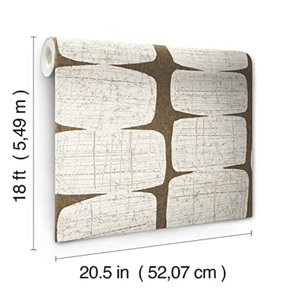 RoomMates Mid-Century Beads Peel and Stick Wallpaper, Brown - color: Brown