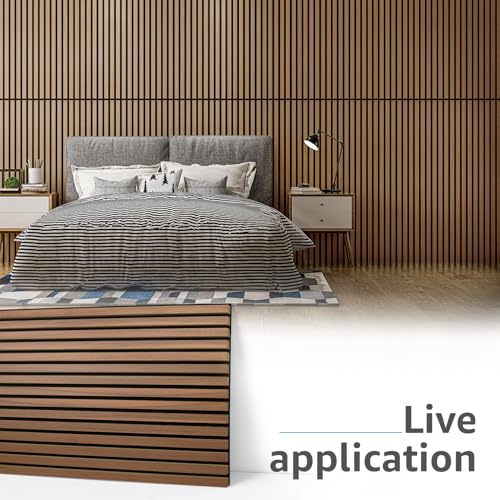 Art3d 4-Pack Fluted Acoustic Wood Slat Wall Panel, 47.2 x 23.6 Inch, Walnut - color: Walnut, size: 4pcs - 47.2＊23.6in.