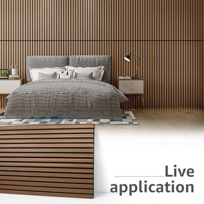 Art3d 4-Pack Fluted Acoustic Wood Slat Wall Panel, 47.2 x 23.6 Inch, Walnut - color: Walnut, size: 4pcs - 47.2＊23.6in.