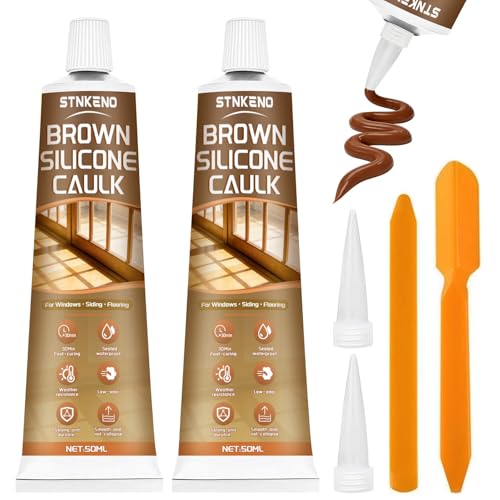 Brown Silicone Caulk, 3.53 Oz Brown Silicone Sealant Waterproof - color: Brown