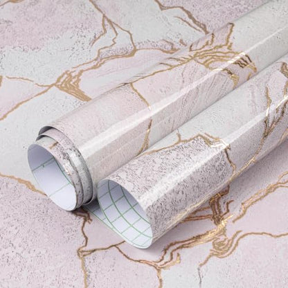 LaCheery 157"x24" Pink Marble Countertop Peel and Stick Wallpaper Kitchen Counter Contact Paper Marble Vinyl Wrap for Countertops Waterproof Renter Friendly Removable Bathroom Countertop Covering Roll - size: 24" x 157"