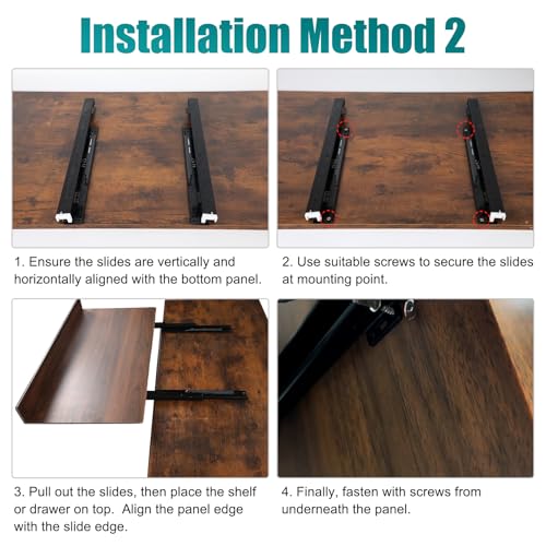 Undermount Drawer Slide Bottom Mount Pull Out Shelf Rail Hardware Flat - size: 7.8 Inch Shelf Slide
