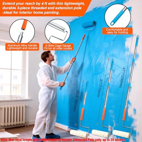 King Origin 20-Piece Paint Roller Kit, Extension Pole (4 ft) - color: 4"&9" Rollers, 20-Pack