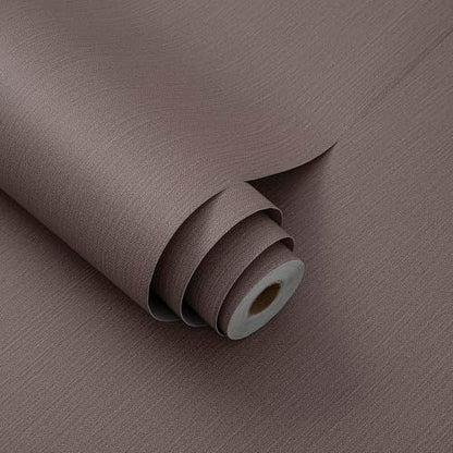 24"x393" Brown Fabric Peel and Stick Linen Textured Wallpaper - color: Dark Brown