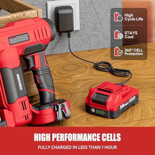ALLOYPOWER 2 in 1 Cordless Brad Nailer/Electric Stapler with 2.0Ah Battery and Charger,1000pcs Nails and 500pcs Staples Included for Home Improvement & Woodworking