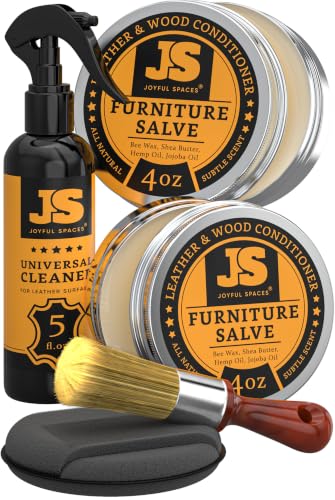Furniture Salve for leather, leather cleaner and conditioner,furniture balm, shoe polish kit, wood restorer for furniture, bees wax furniture polish and cleaner 8 oz