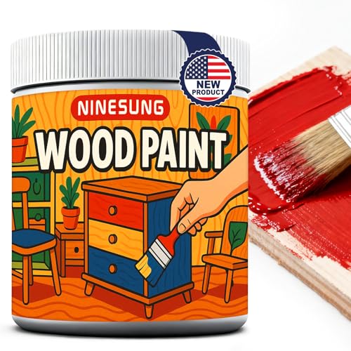 Red Wood Furniture Paint for Tables, Chairs, Cabinets & More - Fast Drying, Water-Based, Low Odor - Renew Indoor/Outdoor Wooden Surfaces with Ease (Red, 17.6 oz / 500 g)