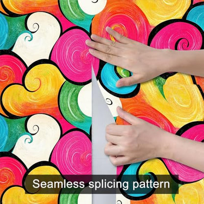 HOMETITUTE Color Swirl Peel and Stick Wallpaper 118.1x17.7 Inch Vinyl - color: Color Swirl Abstract