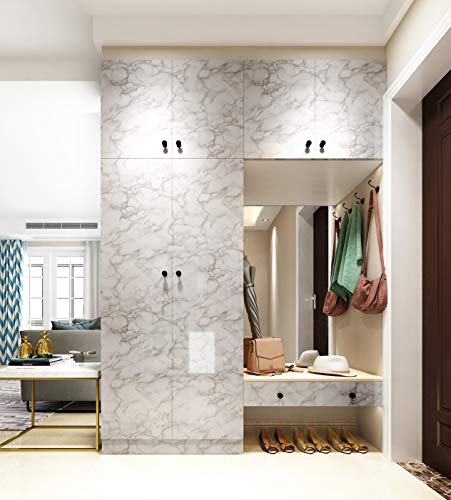 LACHEERY Large Size 36"x160" Grey White Marble Contact Paper for Countertops Peel and Stick Wallpaper Waterproof Self Adhesive Wallpaper for Kitchen Cabinets Backsplash Removable Counter Top Covers - size: 36" x 160"