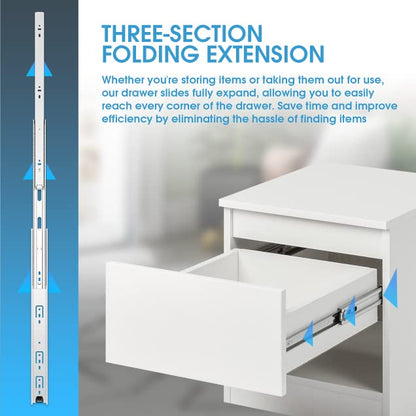 SHUHANG 10 Pair Full Extension Drawer Slides 10 Inch Ball Bearing Rails 100 lb Load Capacity Side Mount Cabinet Dresser Glides Wardrobe Kitchen Trash Can Slider Runners Silver - size: 10 Inch, style: 10 Pair (Silver)